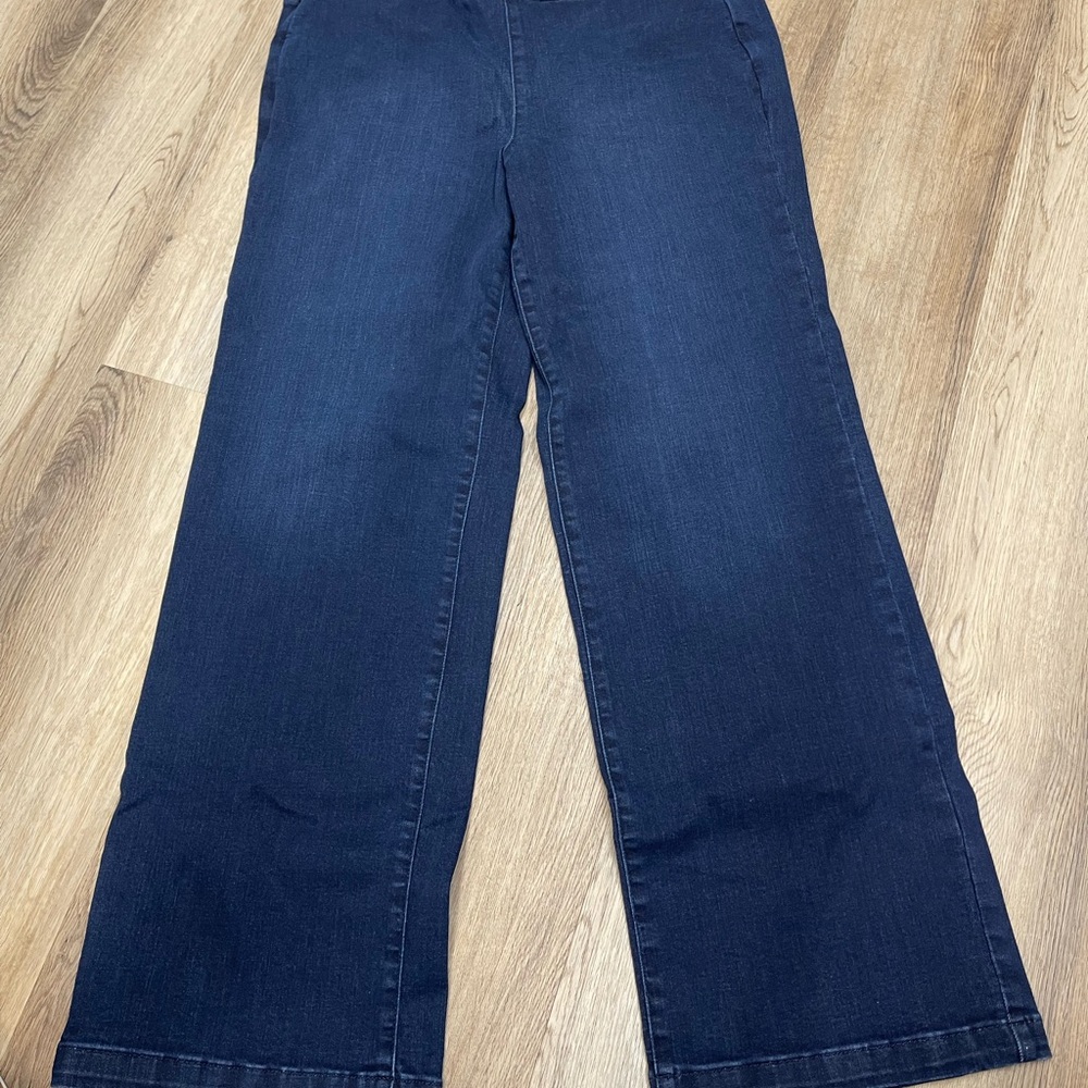NYDJ Dark Blue Denim Wide Leg Flare Jeans